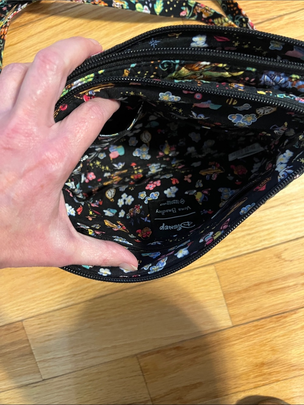 Vera Bradley Disney Black Floral Quilted Crossbody - Picture 10 of 12